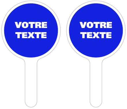 PANNEAU À MAIN PERSONNALISÉ. PANCARTE À MAIN PERSONNALISÉ. PALETTE DE SIGNALISATION PERSONNALISÉ. RAQUETTE PERSONNALISABLE. PANNEAU PERSONNALISABLE À MAIN.