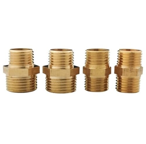 MEXEWORD Brass Pipe Hex Nipple Fitting Quick Coupler Adapter 1/8 1/4 3/8 1/2 3/4 1 Male to Male Thread Water Oil Gas Connector(3/8-1/2)