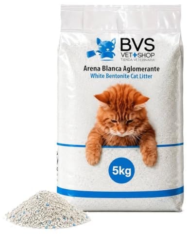 Barakaldo Vet Shop Weißer Katzenstreu, absorbiert Feuchtigkeit und Geruch von Katzenkot, 100 % weißes Bentonit, hohe Geruchskontrolle, 23 l – 20 kg