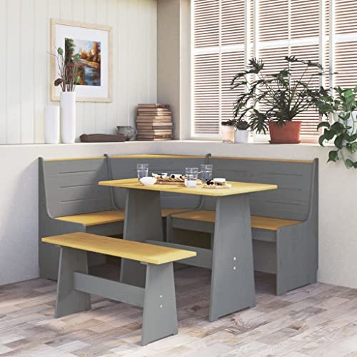 Lauuoeriau Furniture Item Home Eckbank REINE 151 cm braun & grau Massivholz Kiefer Möbel