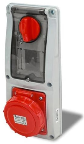 Presa interbloccata verticale con sezionatore, interruttore, ad incasso, con barra DIN, 380V 415V AC, 4 poli, 3P+T, 32A, IP67 da interno e esterno
