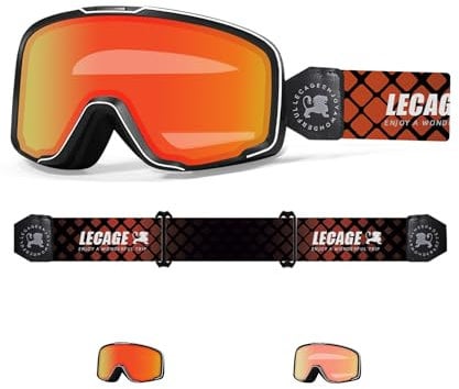 LECAGE Selbsttönend Motorradbrille Herren Damen Motocross Brille Verspiegelt Photochromic Anti-Beschlag Winddicht Motorrad Brille (Rot)