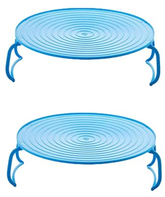 cfpqv Lot de 2 plateaux pliants pour micro-ondes - 2 étages - Assiettes empilables pour micro-ondes - Plateau stratifié avec poignées pliables pour (bleu ciel, taille unique)