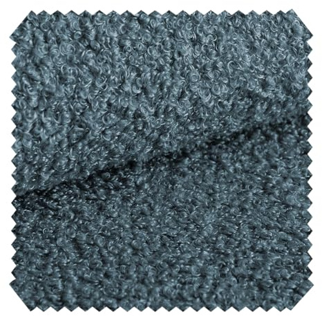 novely® CENTRO Kuschelweicher Bouclé-Stoff, voluminöser Möbelstoff, wasserabweisender und UV-beständiger Polsterstoff, Meterware 1 lfm | Farbe: 09 Blaugrau
