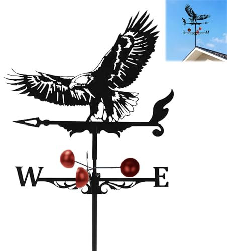 Domigard Veleta de viento de metal con águila voladora 3D, para montaje en techo, para jardín, granja, patio, gallinero, patio, decoración al aire libre
