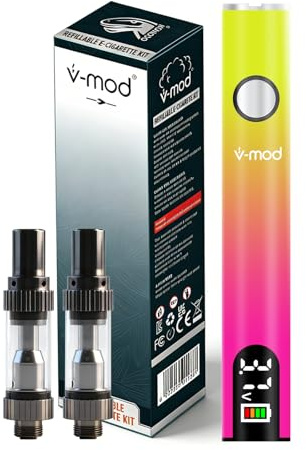 CBD Vaping 400mAh Battery with 2 x 0.5ml 510 Thread Cartridges(Pink-Green) | E-Cigarette Kit Complete, 510 Thread Cartridges, Vaporizer Pen, No E Liquid No Nicotine