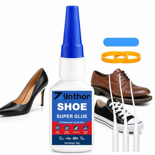 Zynthor Shoe Glue 30g, Clear Super Glue for Shoes | Extra Strong Instant CA Adhesive with Anti-Clog Cap and Precision Applicator for Trainers, Boots, Leather and Rubber Soles