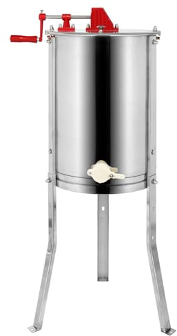 Bonnlo Manual Honey Extractor, 4-Frame Honey Spinner, Stainless Steel Beekeeping Tool, Height Adjustable Stand, Transparent Lid