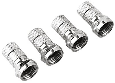 Hama 4 x F-Stecker für 6,8 mm Koax Kabel, schraubbar, zum Anschluss an LNB, Multischalter, Receiver