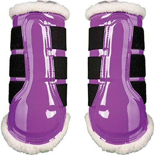HKM Pferdeausstattung Gamaschen Comfort Lack, Lila, M, 4189