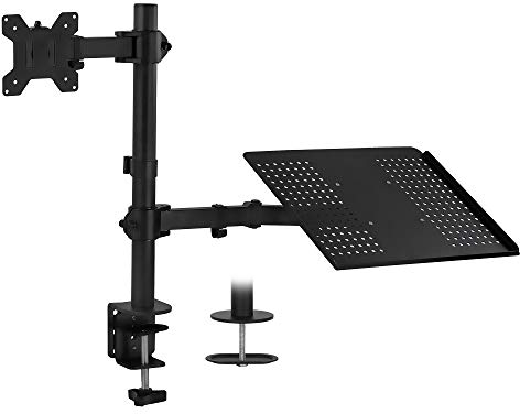 Mount-It! Laptop and Monitor Desk Mount | Fully Adjustable Laptop Mount | VESA Monitor Arm Stand | Desk Pole Mount Extension For Monitors and Laptops