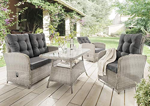 Destiny Loungeset Merano 2 Sessel, 2er Sofa, 1 Tisch 120x77x66cm, Vintage weiß (86097)