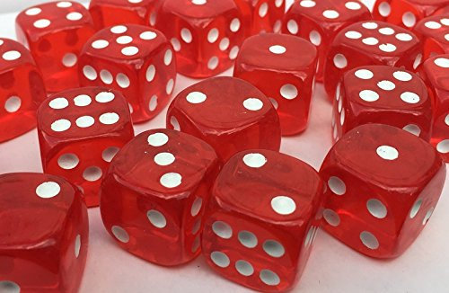 SSTN LTD 50 x klassische große 19 mm große rote Würfel/Craps.