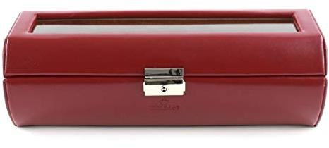 WINDROSE Merino Uhrenkassette 32x10x12,5 cm(BxHxT), Farbe:Rot