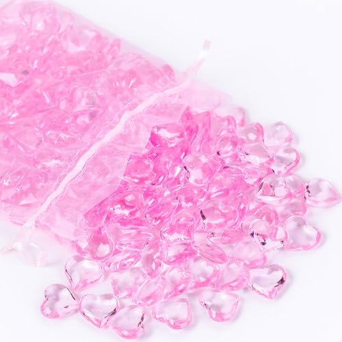 AiFanS Vasenfüller für Heimdekoration und Tafelaufsätze, herzförmige Murmeln für Vasen, Acryl-Herzsteine für Tischstreuung, Valentinstagsdekoration – 225 Stück, Rosa