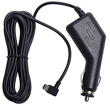 Amacam CC5 Car Charger - 3.5M USB Cable with Right-Angle Mini USB | 2A Output for Dash Cams, Sat Navs & Android | 12V-24V Vehicle Power