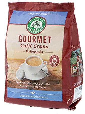 Lebensbaum Gourmet-Caffé Crema Pads entkoffiniert, 7 g