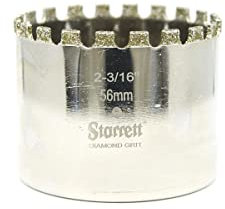 Starrett Diamond Grit Hole Saw - D56MM Ceramic & Tile Drill Cutter - For Brick Glass Marble Slate Stone Porcelain - 56mm (2.3/16-inch)