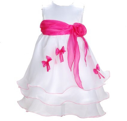 Cinda, vestito da festa per bambine bianco e fucsia 80-86 cm