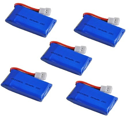FamilyMall 1/2/5X amélioré 25C 3,7 V 380MAH Batterie/Pile Lipo pour Hubsan X4 H107 Walkera Coccinelle - 5 Pièces