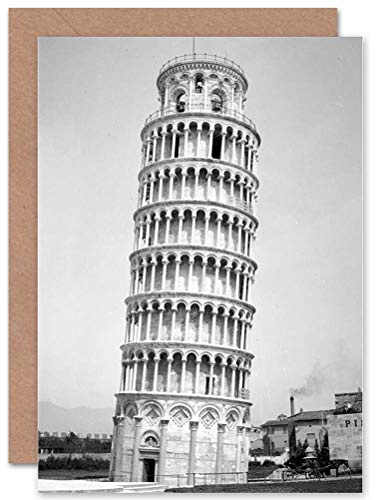 Wee Blue Coo VINTAGE PHOTO ARCHITECTURAL LEANING TOWER PISA ITALY COOL GREETINGS CARD