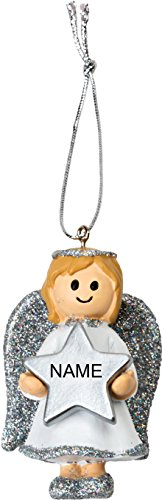 Cute Silver Girl Angel Tree Decoration Ornament Bauble with Blank Star