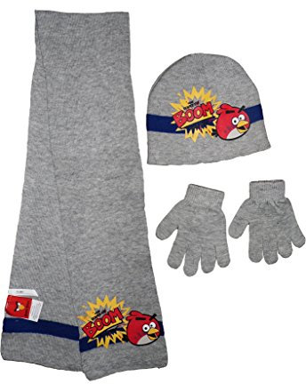 Angry Birds Boys Hat Scarf and Gloves - Grey - 6-9 Years