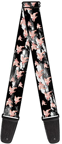 buckle-down Gitarrengurt 34-60 Flying Pigs Black/White/Pink