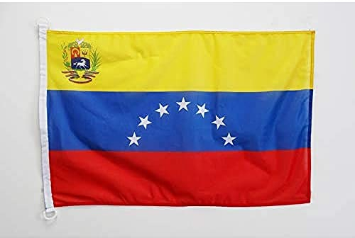 AZ FLAG Bandera de Venezuela Antigua con Escudo 90x60cm Uso Exterior - Bandera VENEZUELANA con Armas 60 x 90 cm Anillos