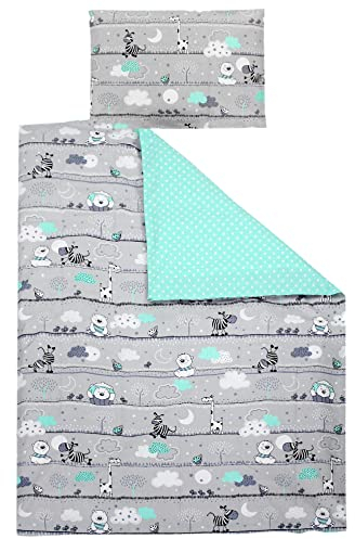 TupTam Kinder Bettwäsche Gemustert 2-Teilig Wendebettwäsche, Farbe: Bärchen Mint, Größe: 135x100 cm