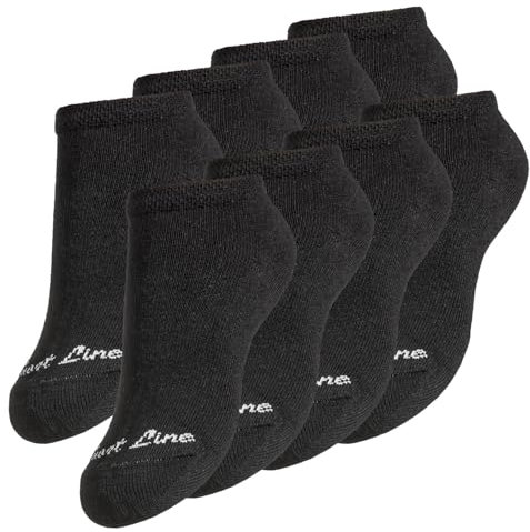 Yenita 8 Paar Kinder Sneaker Socken Sport Line, Mädchen Jungen Socken, schwarz, Gr. 27-30