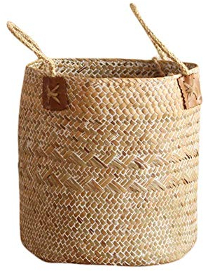 EUBEISAQI Almacenamiento Organizador Tejida a Mano Planta Cesto Vintage Mimbre para Poner Ropa Sucia/Juguetes/Plantas/Fruta/stapas