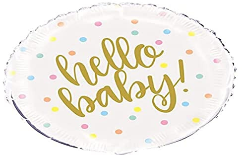 Hello Baby Gold Round Foil Balloon for Baby Showers (45cm) - Perfect Celebration Decoration - 1 Pc