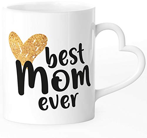 SpecialMe® Kaffee-Tasse Best Mom ever Geschenk für Mama Muttertag Dankeschön Danke sagen mit Herz-Henkel weiß Herz-Tasse