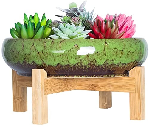ARTKETTY Vasi per piante grasse, vasi per piante di cactus di grandi dimensioni con drenaggio, vaso bonsai in ceramica per interni per il giardino e la casa