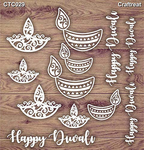 CrafTreat Lasergeschnittene Spanplatten-Verzierungen zum Basteln – Diya – Größe: 14 x 15 cm – Lampenverzierungen für Karten und Scrapbooking – lasergeschnittene Holzlampe