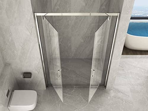 Linea Doccia | Box Porta Doccia Cristallo 6 mm, Apertura Saloon Interna e Esterna, Anticalcare, Misura 110 cm, H 190 cm, Vetro Opaco