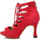RUYBOZRY Stivali da Ballo Latino Americano Donna con Punta Aperta con Tacco Scarpe Ballo Tango da Salon,YCL456-Rosso-7.5,EU38