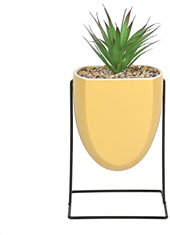 Sleepdown Halo Green Leaf Ochre Stand Artificial Faux Plant for Home Office Bathroom Decor Indoor Decoration Aesthetics, Medium
