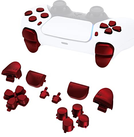 eXtremeRate Boutons Remplacement pour ps5 Manette BDM-010/020, Kit de Boutons D-Pad R1 R2 L1 L2 Triggers Share Options avec Outils pour ps5 Controller, Rouge Écarlate