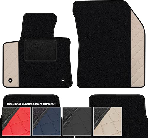 moto-MOLTICO Fußmatten Auto Velours Autoteppiche Schwarz Automatten Set 4-teilig - Auffälliges Design - passend für Peugeot 208, 2008 2012-2019 (Beiges Muster)