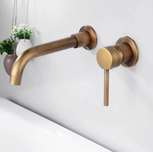 imiiHO 011 Robinet de lavabo mural en laiton brossé Bronze