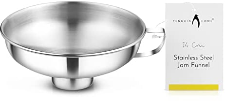 Penguin Home® 14cm Jam Funnel with Wide Neck|Stainless Steel Easy Fill Funnel for Maslin Pan/Jam Pan,Canning & Preserving Jars|No Spiling Kitchen Funnel for Jam, Chutney & Essentials |Dishwasher Safe|