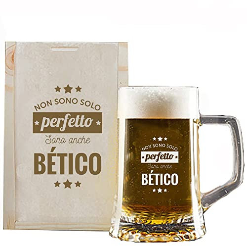 Boccale da birra per tifosi di calcio Non sono solo perfetto... personalizzata in una scatola di legno