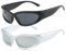 OSAGAMA Rundum-Sonnenbrille für Männer und Frauen Swift Oval Outdoor Sport Shades Silber verspiegelte Brille (Schwarz+Silber)