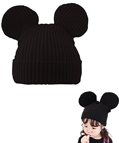 SIEBOLD Maus strickmütze,StrickmüTze Mit Ohren,Winter Beanie Mütze,Geeignet für den Winter im Freien, warme, elastische Strickmütze für Damen