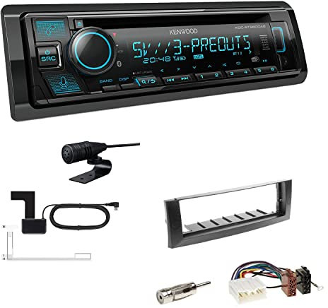 Kenwood KDC-BT960DAB 1-DIN Autoradio CD-Tuner mit Bluetooth Digitalradio DAB+ inkl. Einbauset passend für Mitsubishi Colt und Colt CZC Cabriolet 2004-2009 dunkelgrau