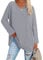 Famulily Spring Autumn Basic Tunic Tops for Women UK Elegant V Neck Long Sleeve T Shirt Soft Tee Tops Grey XXL