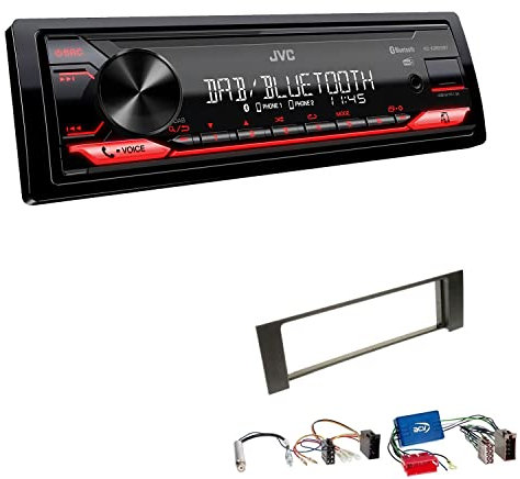 JVC KD-X282DBT 1-DIN Digital Autoradio DAB+ Bluetooth USB Einbauset kompatibel mit Audi A4 Cabrio 2002-2006 schwarz