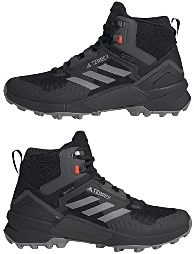 adidas Herren Terrex Swift R3 Mid GTX Wanderschuh, Core Black Grey Three Solar Red, 42 EU